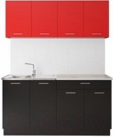Готовая кухня Артём-Мебель Лана без стекла ДСП 1.4м красный/черный