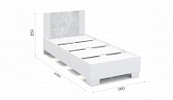 односпальная кровать SV-мебель Аврора 90 белый, серый (ателье светлый) -