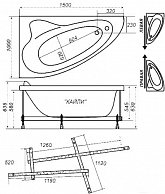 Ванна гидромассажная Triton Кайли правая ЭКСТРА 1500 x 1000 мм Стандарт (+гидро+спина+кран переключатель)