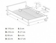 Кровать Halmar Merida 160x200 светло-серый