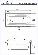 Ванна акриловая Cersanit SANTANA 140х70см