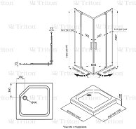 Душевой уголок Triton Каппа Хром А1 90x90 стекла прозрачные / профиль хром / с поддоном