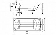 Ванна чугунная  Универсал  Ностальжи-У   160x75          1 сорт, без ножек