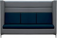 Диван Бриоли Дирк трехместный L21-L18 (серый, синие вставки)