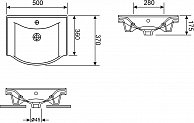 Настенная или мебельная раковина Wellsee Bisou 151202000 (50*37 см, полукруглая, с отверстием под см