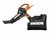 Воздуходув-садовый пылесос Worx WG505E, 3000Вт, 335 км/ч, 10м3/мин оранжевый, черный