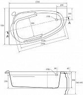 Ванна акриловая Cersanit Joanna 150x95 R (с каркасом и экраном)