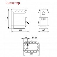Свободностоящая печь-камин Термофор (TMF) Инженер Уголь, ЧД, ЧК, ЗГ, ТВ (10508)