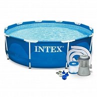 Бассейн Intex Metal Frame Beachside 28208 (305х76) (c фильтром и насосом) синий