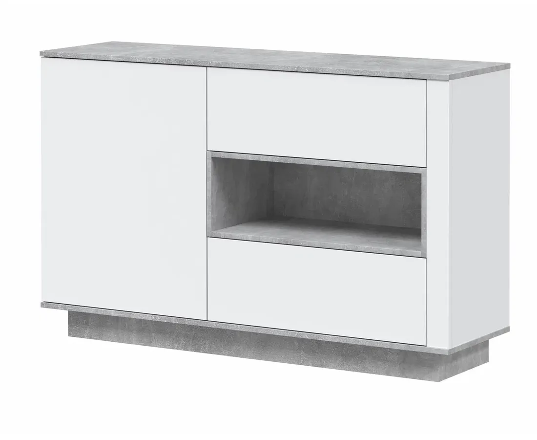 Набор мебели для жилой комнаты Интерлиния Quartz-2 (Гостиная-2) белый платинум/бетон