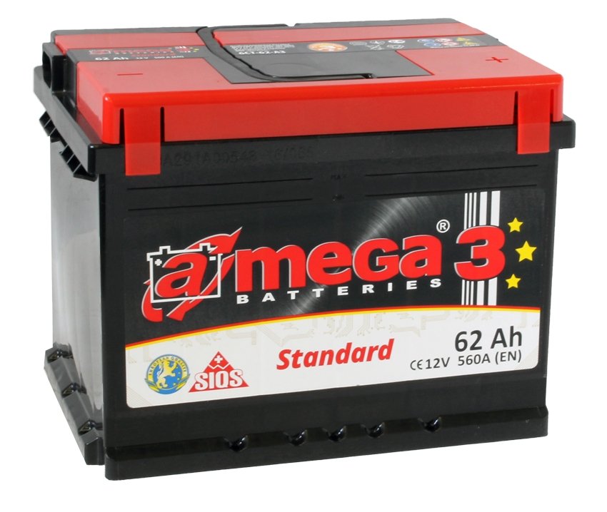 

Аккумулятор A-mega Standard 62Ah R+, Standard 62Ah R+