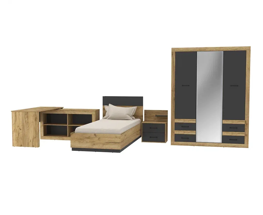 Набор мебели для жилой комнаты Интерлиния Loft-3 (Спальня-3) дуб золотой/антрацит