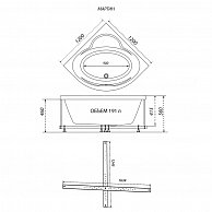 Ванна Triton  Мартин 1200 x 1200 в комплекте с каркасом, сифоном, экраном (Щ000000922)