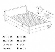 Кровать Halmar Sandy 2 200/160 серый/бук