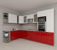 Готовая кухня Интерлиния Мила Gloss 1.88x3.2 левая (белый/красный)