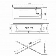 Ванна Triton Аура 170 NEW 1700 х 700 мм, Базовая (+гидро) (Щ000001213)