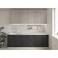 Готовая кухня Артём-Мебель Эльза СН-114 без стекла (МДФ) 2,0м бетон белый/бетон графит
