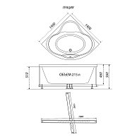 Ванна Triton Ванна гидромассажная Грация 140 NEW 1400х1400 мм, Базовая, Flat металл.(+гидро) (Щ000001417)