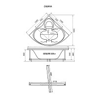 Ванна гидромассажная Triton Сабина ЭКСТРА 1600 x 1600  Релакс, Flat металл.(+гидро+хромотерапия) (Щ000002130)