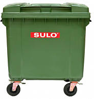 Контейнер для отходов пластиковый SULO 1100л с плоской крышкой зелёный