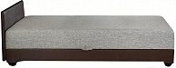 Полуторная кровать Экомебель Атлантида 120x200 рогожка/экокожа (серый/темно-коричневый)