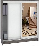 Шкаф для обуви Кортекс-мебель СЕНАТОР ШК42 ДСП+Зеркало, Берёза / Белый