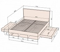 Кровать двойная  Интерлиния  SC-K160 цвет белый платинум/дуб золотой 967х1702х2056