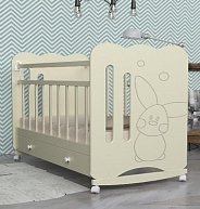 Детская кроватка  VDK  Sweet Rabbit  колесо-качалка и ящик (белый)