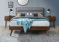 Двуспальная кровать Halmar ORLANDO NEW 160х200 серый/орех