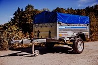Прицеп Кремень бизнес 2,0*1,3 с бортом 50 см  с тентом 30 см (усиленный передний и задний борт)