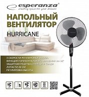 Вентилятор напольный Esperanza  EHF001KE Hurricane 16 серый, черный 220 В, 50 Ватт, 3 скорости