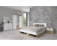 Набор мебели для жилой комнаты Интерлиния Scandi-3 (Спальня-3) дуб золотой, белый платинум