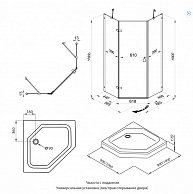 Душевой уголок Triton Сигма Хром А1 пятиугольник (прозрачные) 100*100 без поддона 6мм (Щ0000056790)