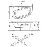 Ванна Triton  Изабель 1700 x 1000 правая в комплекте с каркасом (Щ000001056)
