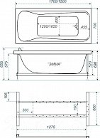 Ванна VentoSpa Аура 150x70 с каркасом