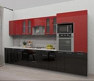 Готовая кухня Интерлиния Мила Gloss 3.6 (красный/черный)