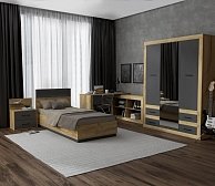 Набор мебели для жилой комнаты Интерлиния Loft-3 (Спальня-3) дуб золотой/антрацит
