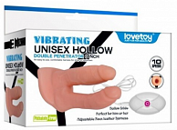 Страпон Unisex Vibrating Hollow Strap On полый для двойного проникновения с вибрацией  (LV3006)