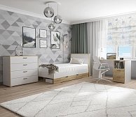 Набор мебели для жилой комнаты Интерлиния Scandi-1 (Спальня-1) белый платинум/дуб золотой 1285364