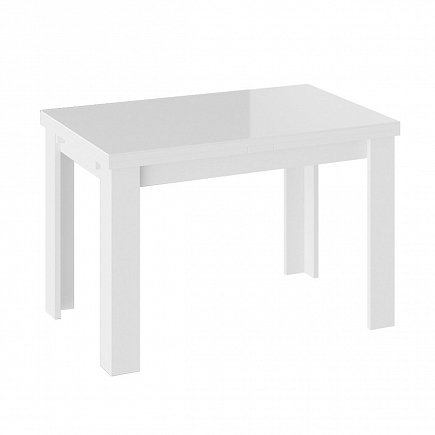 Стол обеденный ТриЯ НОРМАН Тип 1 1100(2100)*690, стекло белый глянец/белый