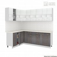 Готовая кухня Кортекс-мебель Корнелия ЭКСТРА угловая 1,5х2,3 Белый / Берёза, Королевский опал