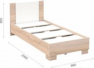 односпальная кровать SV-мебель Аврора 90 белый, дерево светлое (дуб сонома) -