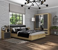 Набор мебели для жилой комнаты Интерлиния Loft-1 (Спальня-1) дуб золотой/антрацит