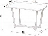Обеденный стол Millwood Лофт Мюнхен 160x80x75 дуб белый Craft/металл белый