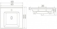 Умывальник мебельный CeraStyle Arte 65*45 см белый, VB048J32U00