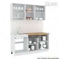 Готовая кухня Кортекс-мебель Корнелия ЛИРА-лайт 1,7 Белый / Берёза, Королевский опал