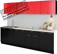 Готовая кухня Артём-Мебель Лана без стекла ДСП 2.6м (красный/черный)