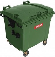 Контейнер для отходов пластиковый SULO 1100л с плоской крышкой зелёный