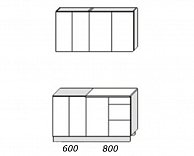 Готовая кухня Артём-Мебель Эльза СН-114 без стекла (МДФ) 1,4м бетон белый/бетон графит