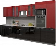 Готовая кухня Интерлиния Мила Gloss 3.6 (красный/черный)